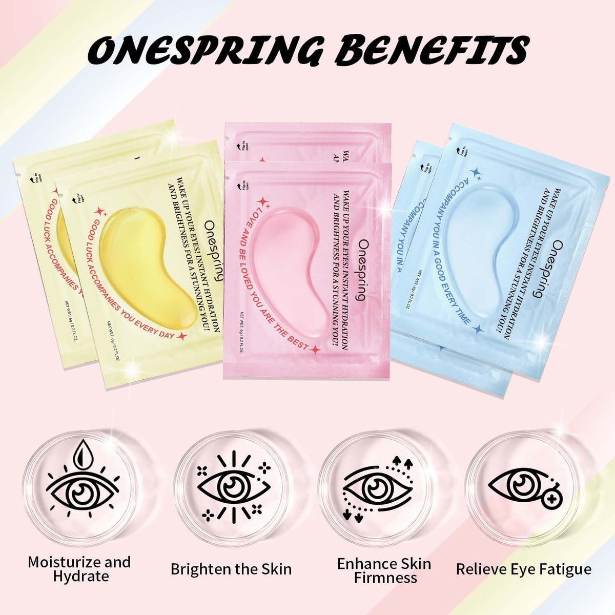 Onespring single unwrapped pair with visible serum for instant hydration