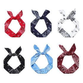 ONEYE paisley headbands front view showing six colorful patterns and fit benefit
