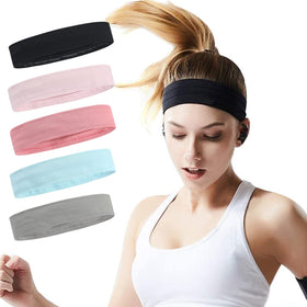 ONEYE front view of 5-pack headbands showing color variety and fit
