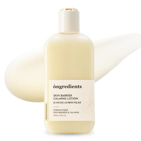 ONGREDIENTS front bottle view showing calming lotion and label benefits