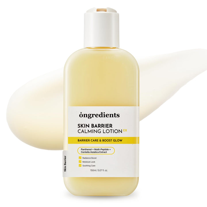 ONGREDIENTS front packaging showing calming lotion and benefits