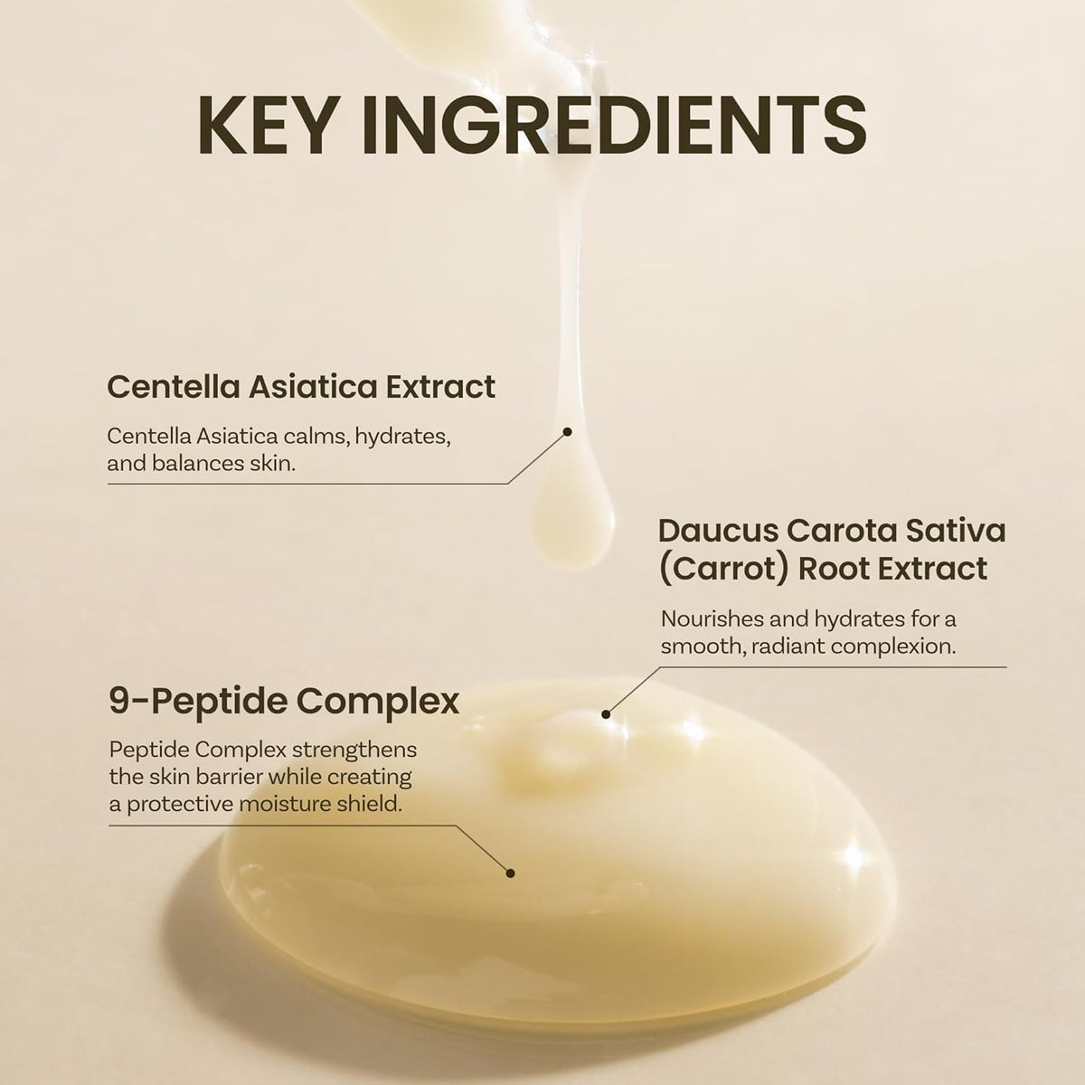 ONGREDIENTS lotion texture on hand, showing lightweight absorption and smooth finish