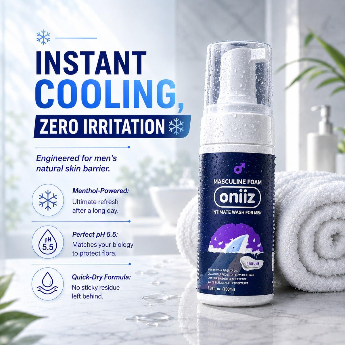 ONIIZ foam close-up highlighting lightweight texture and easy rinse