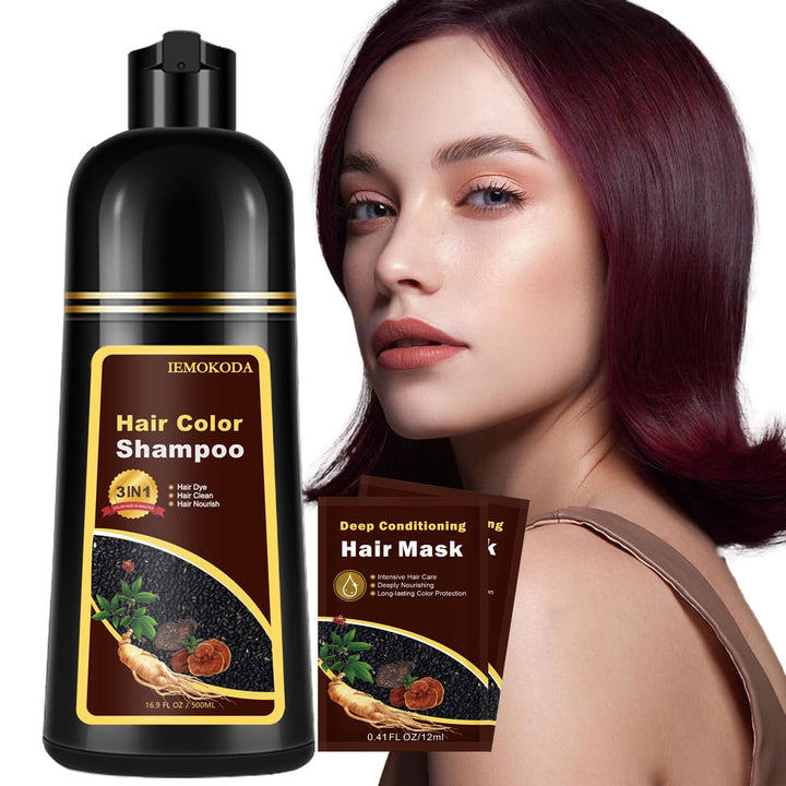 Onilyua bottle front packaging showing dark wine red shampoo benefit gloss