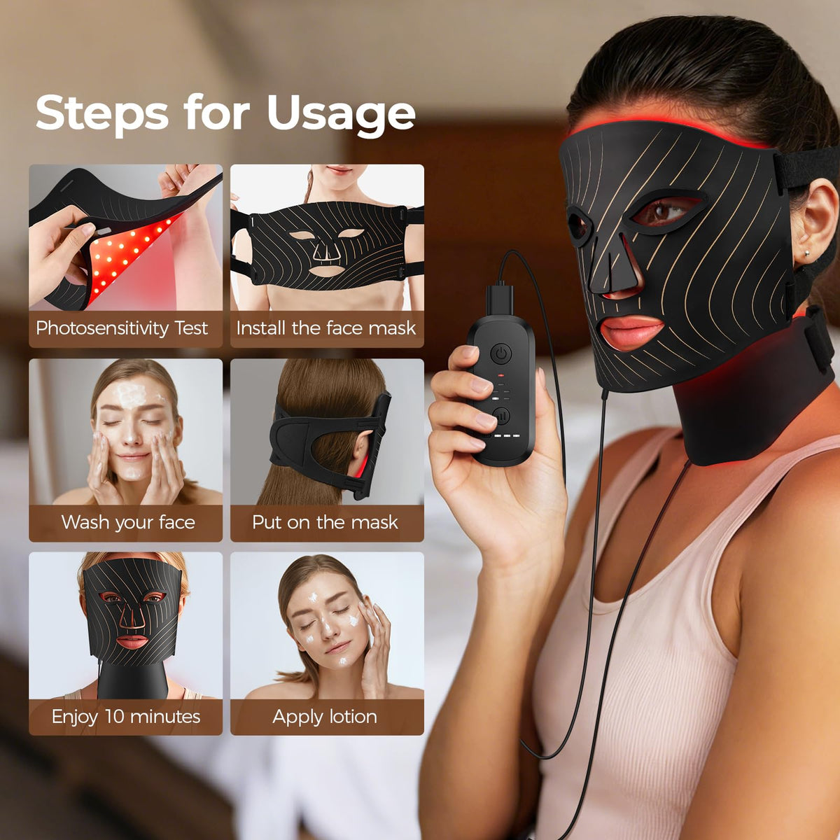 ONLUKY mask in use relaxed setting allowing hands-free short therapy sessions