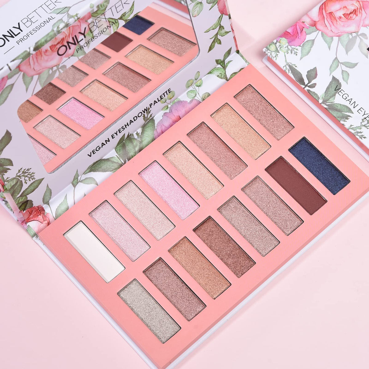 ONLYBETTER swatches of neutral and cool shades showing versatile matte and shimmer contrast