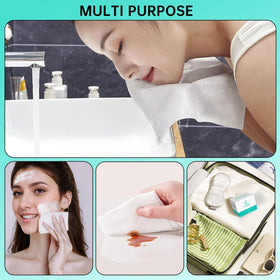 ONLYCARE towel next to ruler showing 10x12 inch size for full-face coverage