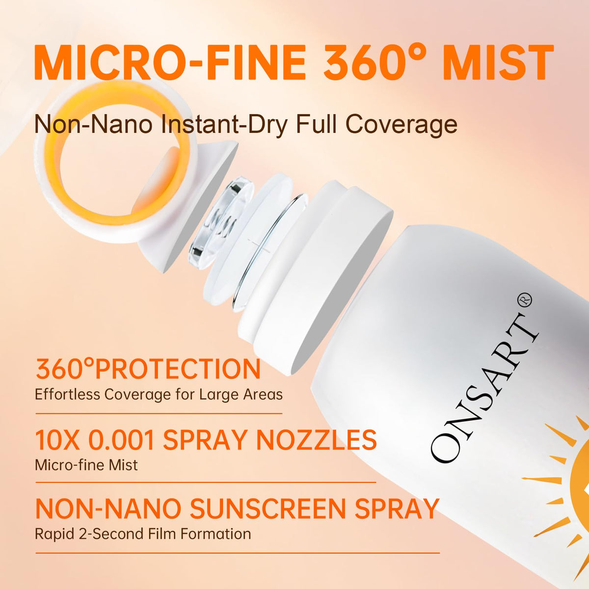 ONSART fine mist on forearm demonstrating quick absorption benefit