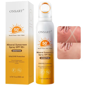 ONSART front packaging showing bottle and SPF 50+ protection