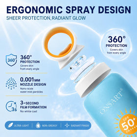 ONSART nozzle close-up showing 360° spray and precise application