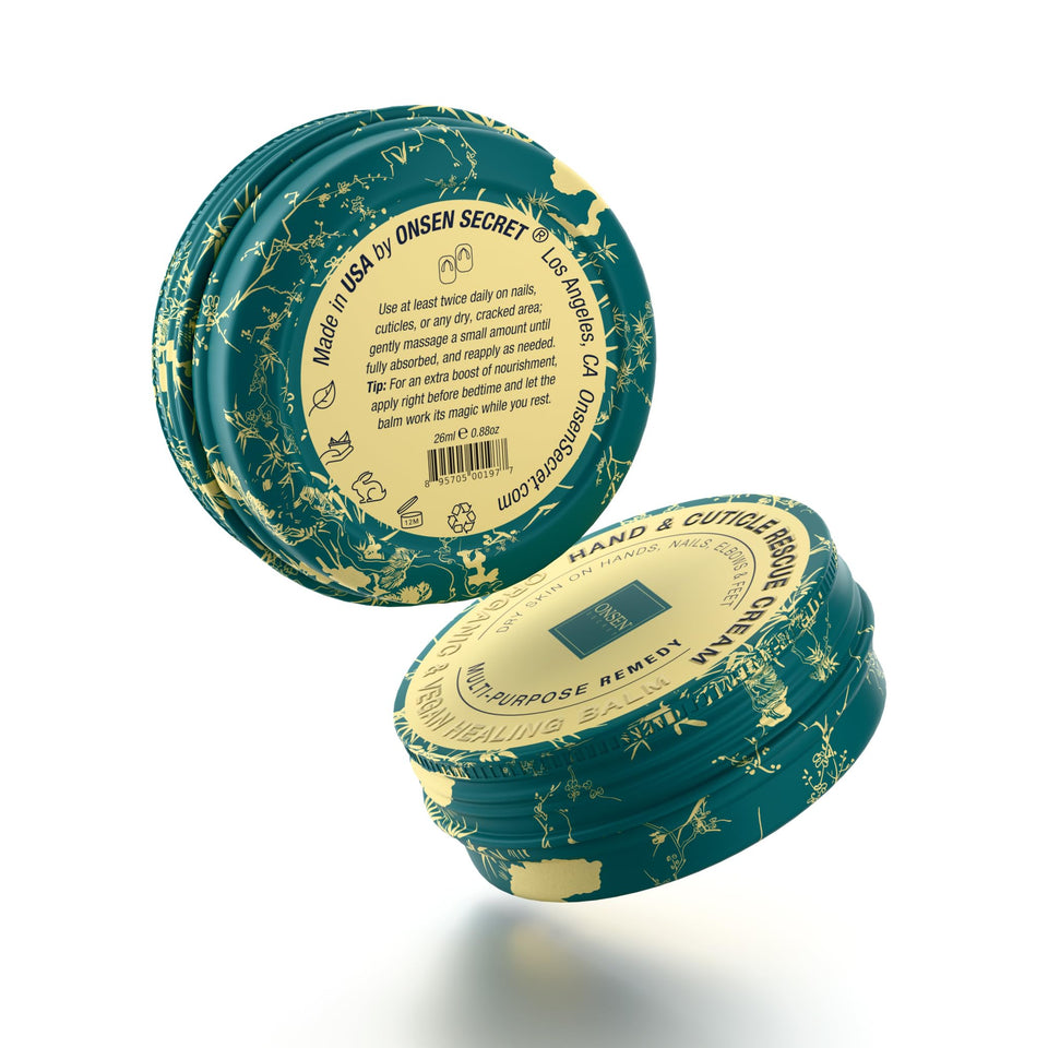Onsen Secret front jar showing packaging and compact design for travel