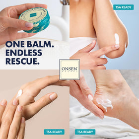 Onsen Secret kit staged on bathroom counter promoting daily ritual care