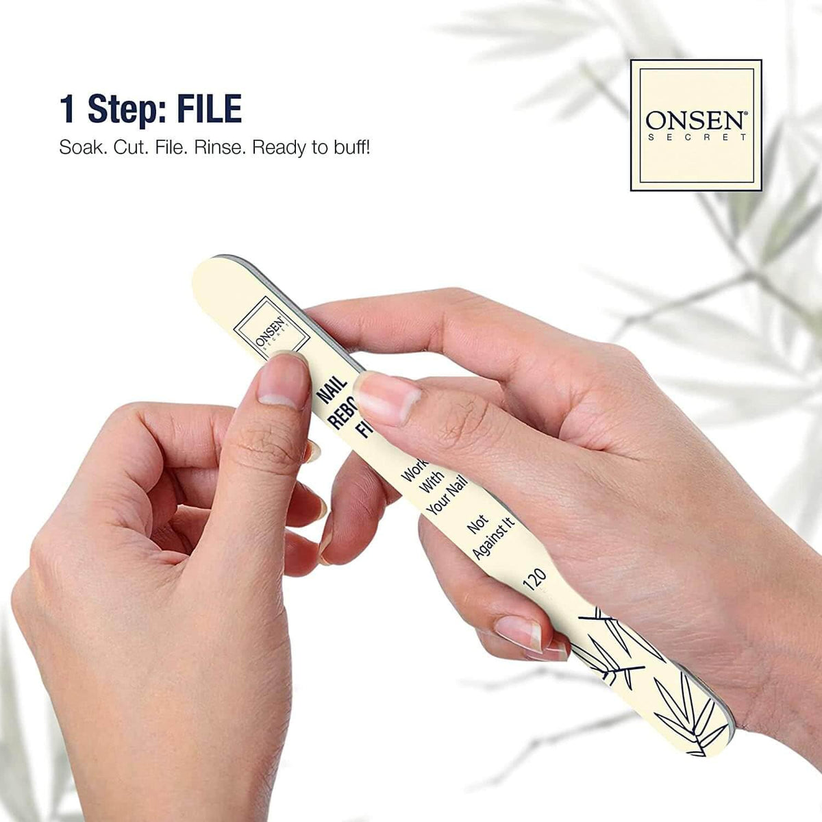 Onsen Secret buffer grit surface detail that preserves nail thickness