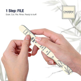Onsen Secret buffer grit surface detail that preserves nail thickness