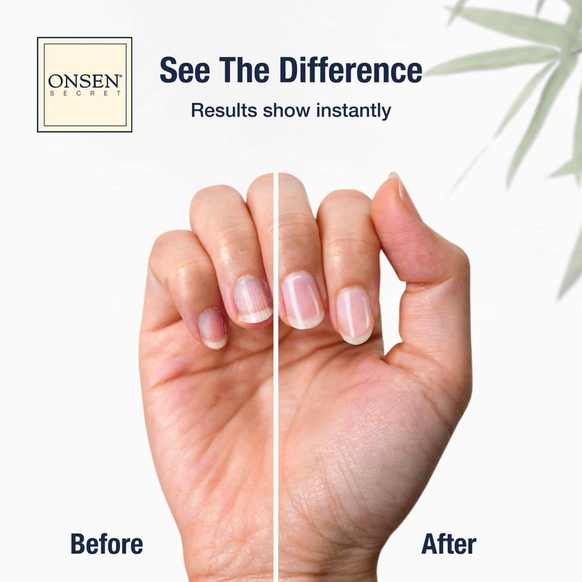 Onsen Secret cuticle serum bottle close-up highlighting quick absorption