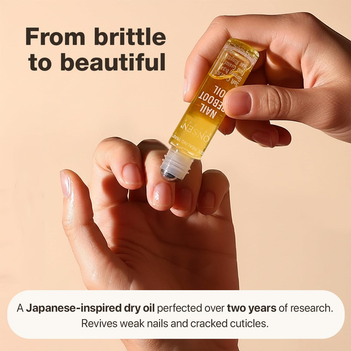 Onsen Secret oil texture close-up highlighting lightweight absorption benefit