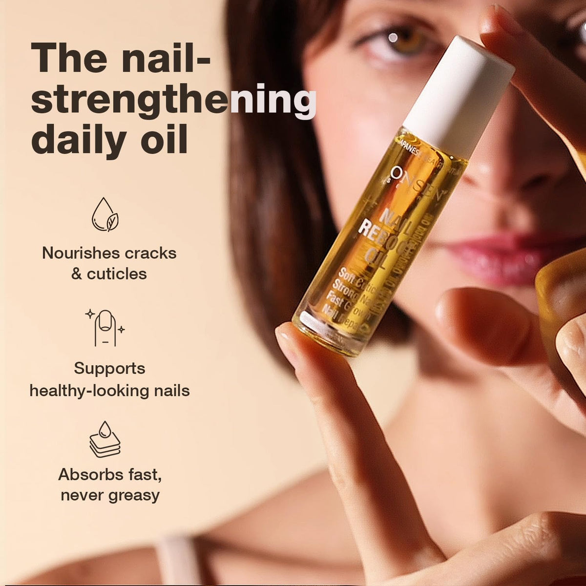 Onsen Secret dropper releasing clear oil to show controlled, mess-free dispensing