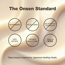Onsen Secret next to a hand and coin to show compact size benefits