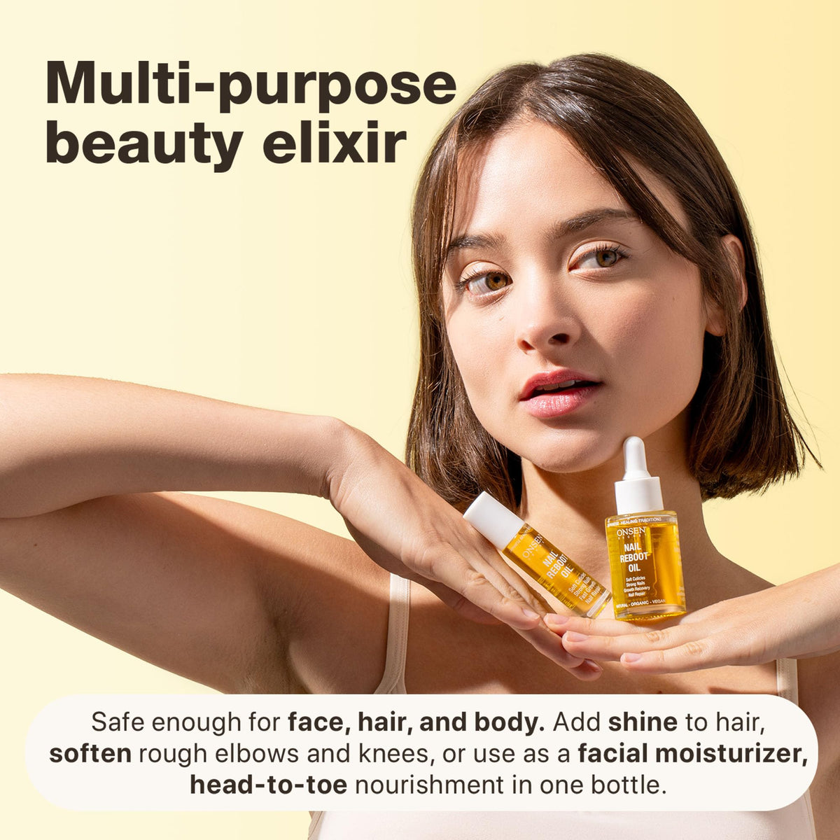 Onsen Secret oil texture on skin showing quick-absorbing non-greasy finish