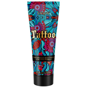 Onyx front packaging showing dark tan bronzer and 8.5 fl oz benefits