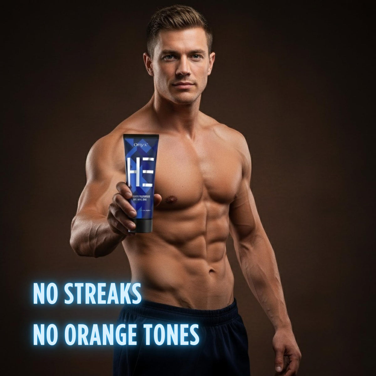 Onyx HE bottle next to a tanning bed scene suggesting professional indoor use