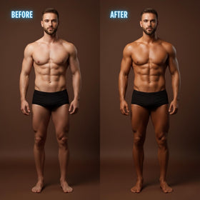Onyx HE applied to male torso illustrating bronzing effect that defines muscles