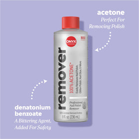 Onyx Professional bottle open with acetone pouring to demonstrate easy dispensing benefit