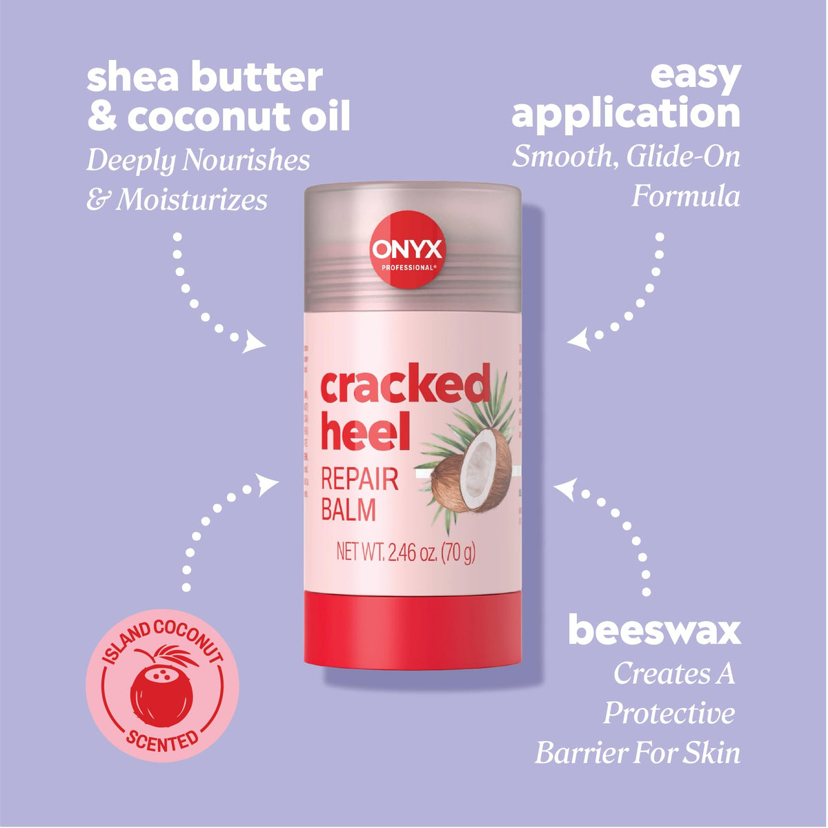 Onyx Professional applying roll-on balm to heel for fast hydration