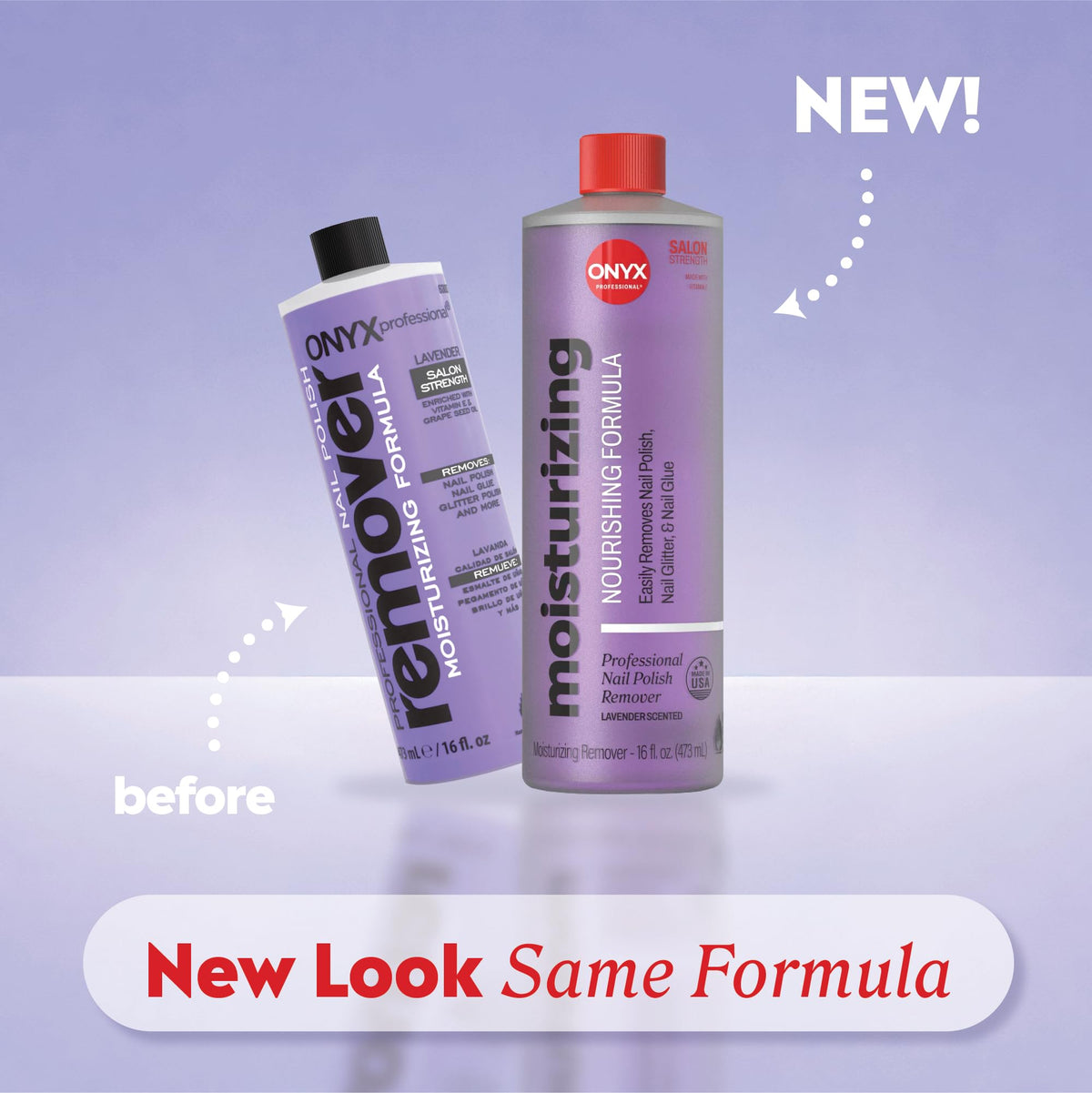 Onyx Professional label close-up highlighting acetone formula and benefits