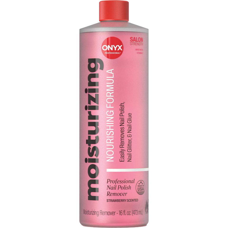 Onyx Professional front bottle showing strawberry-scented gel and clear branding, convenient size