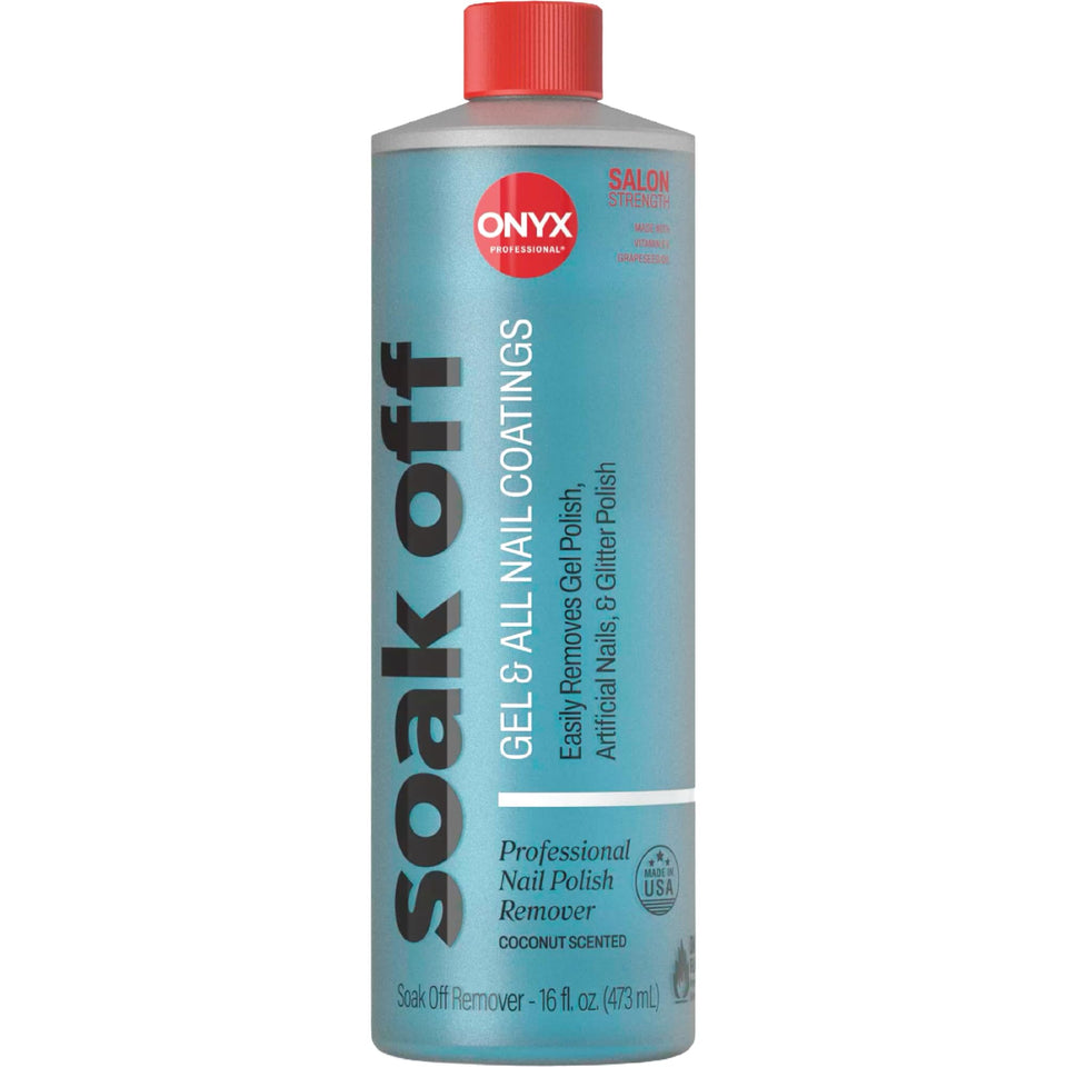 Onyx Professional front bottle showing size and coconut scent, easy removal benefit