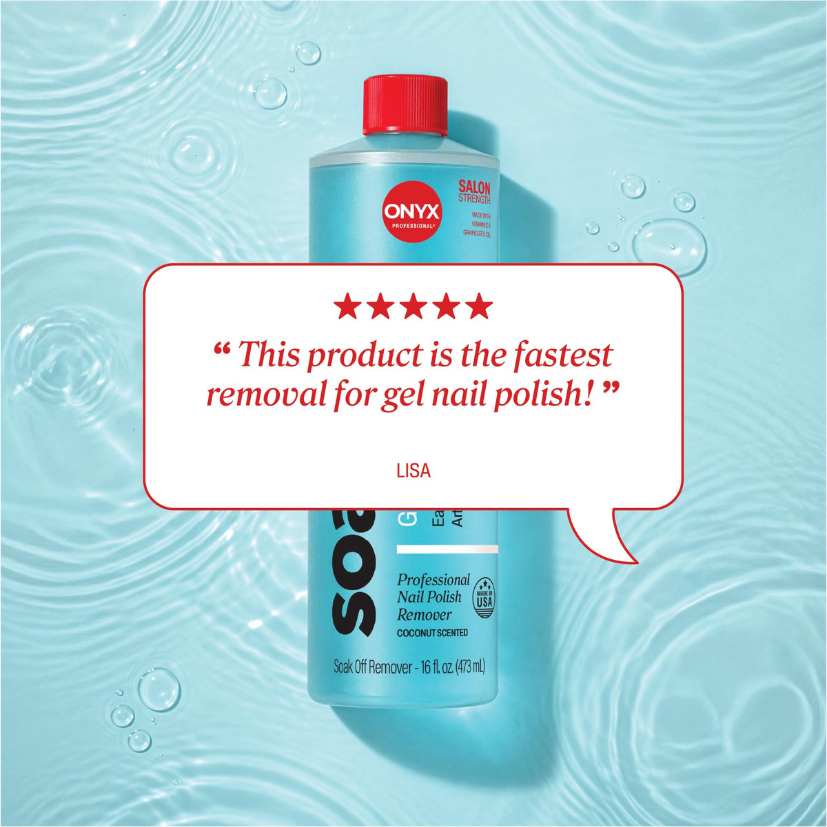 Onyx Professional bowl soak with fingers submerged, efficient gel removal benefit
