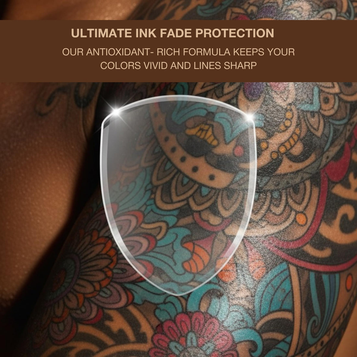 Onyx applied on tattoo area showing preserved ink and reduced fading