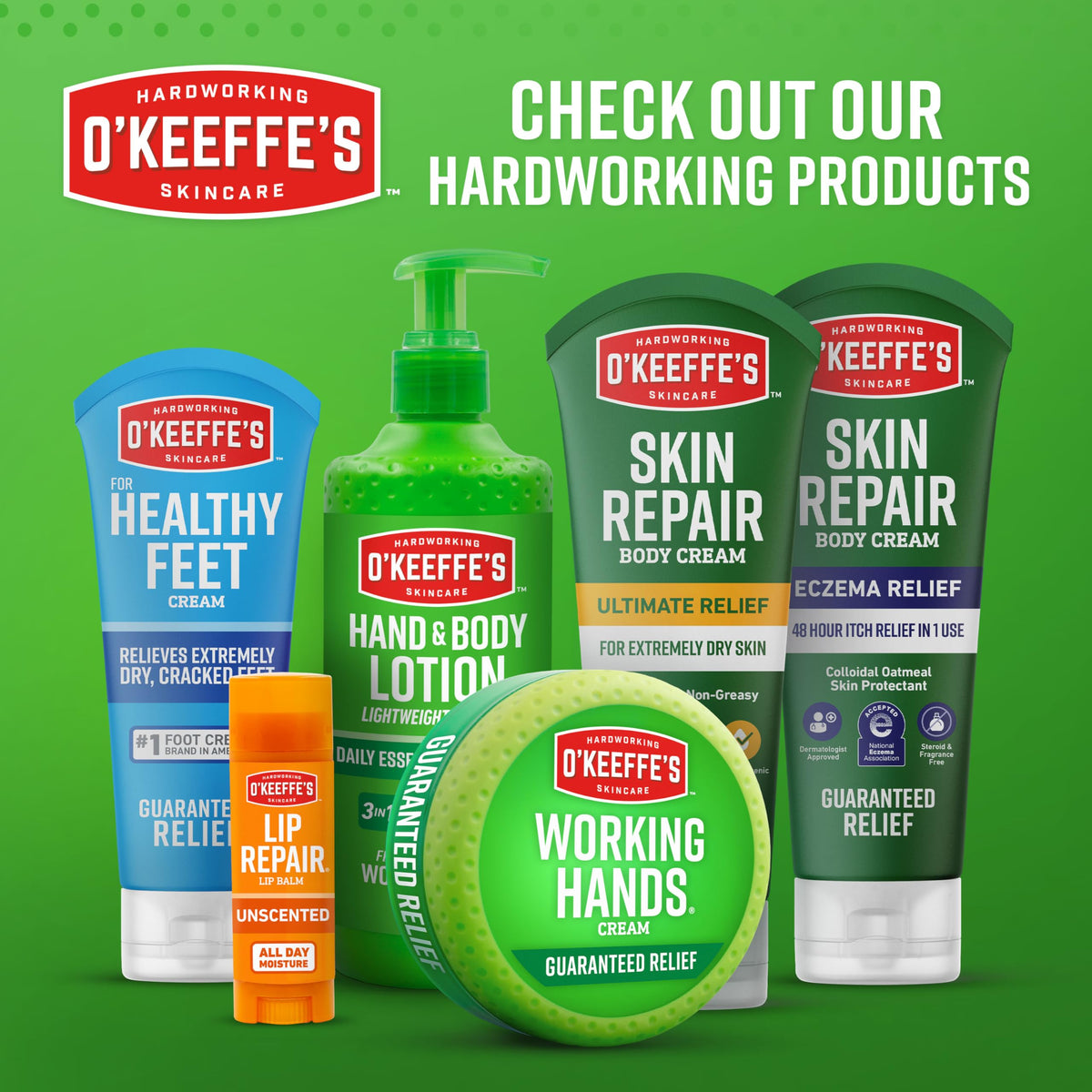 O'Keeffe's product label and directions clear for easy usage and ingredient reference