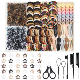 Ooosonlu front package showing neutral hair ties and star clips, organized and ready