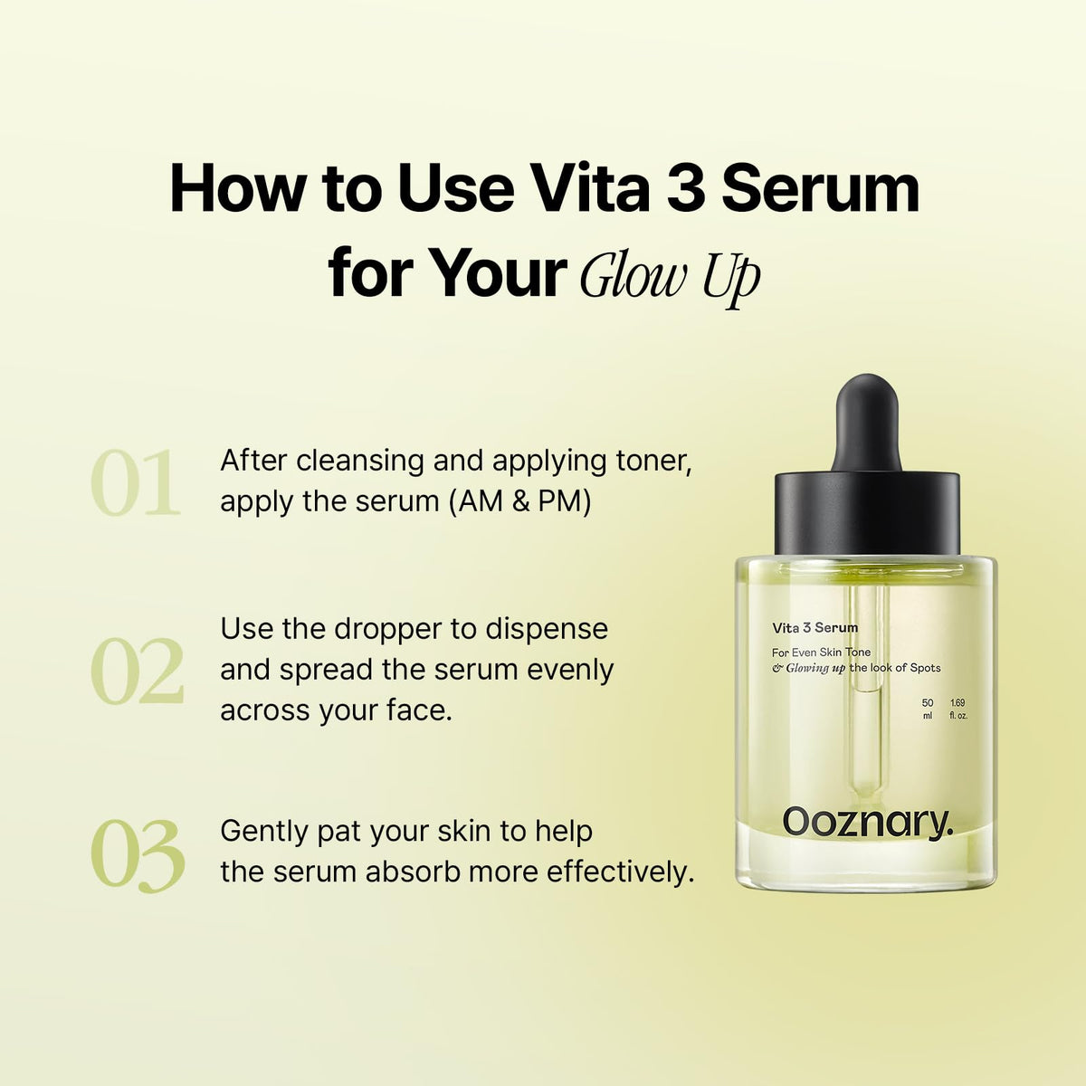 OOZNARY bottle beside sunscreen, suggests daytime layering and protection