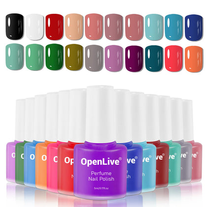 OpenLive front view of 20-bottle set shows full color range and easy selection benefit