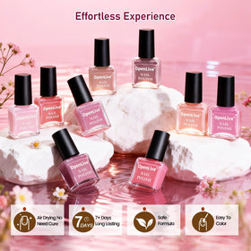 OpenLive base and top coat bottles displayed to show protection and enhanced shine benefits