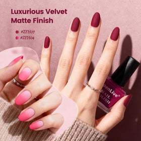 OpenLive matte top coat applicator close-up giving velvety finish option for nails
