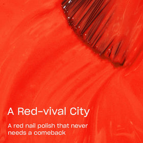 OPI swatch on nail wheels displaying true red color and reliable opacity
