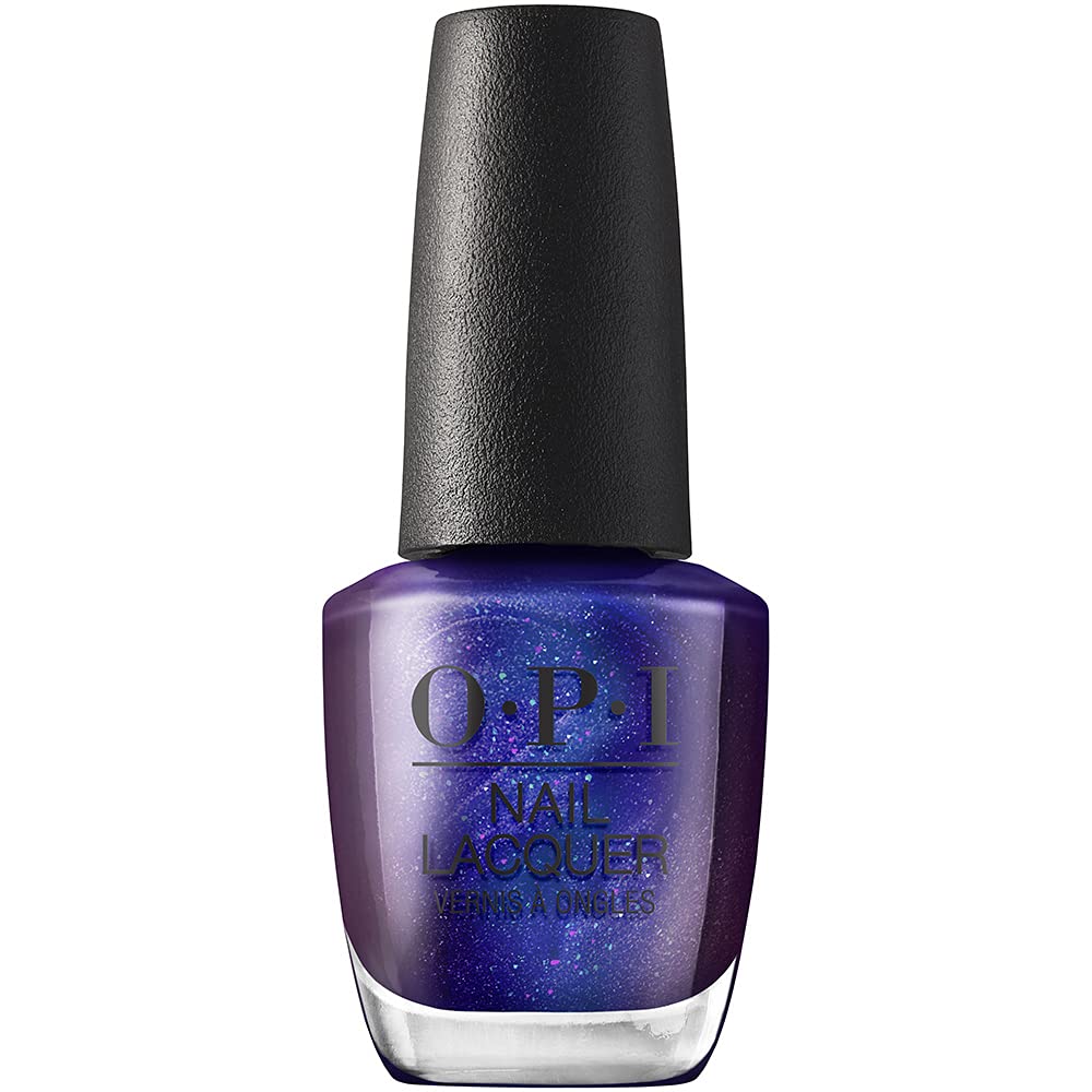 OPI bottle front view showing deep purple shade and salon finish benefit