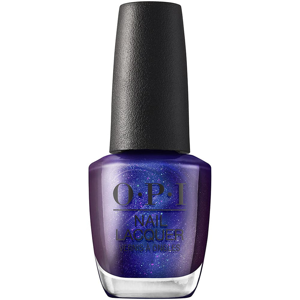 OPI bottle front view showing deep purple shade and salon finish benefit