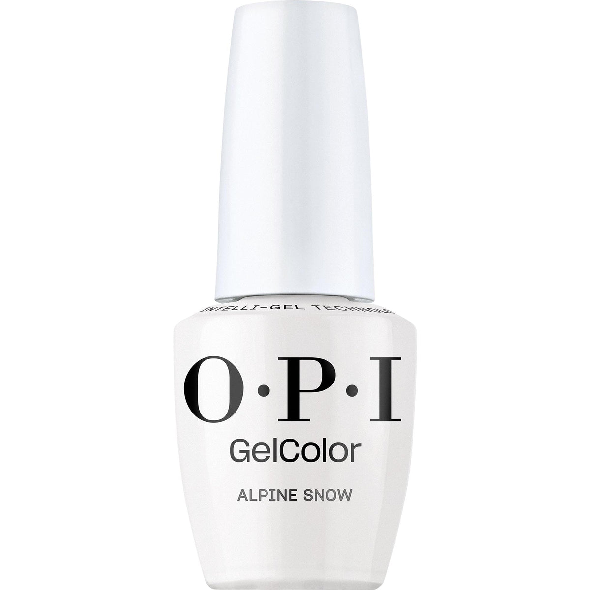 OPI bottle front view showing Alpine Snow white gel and glossy finish