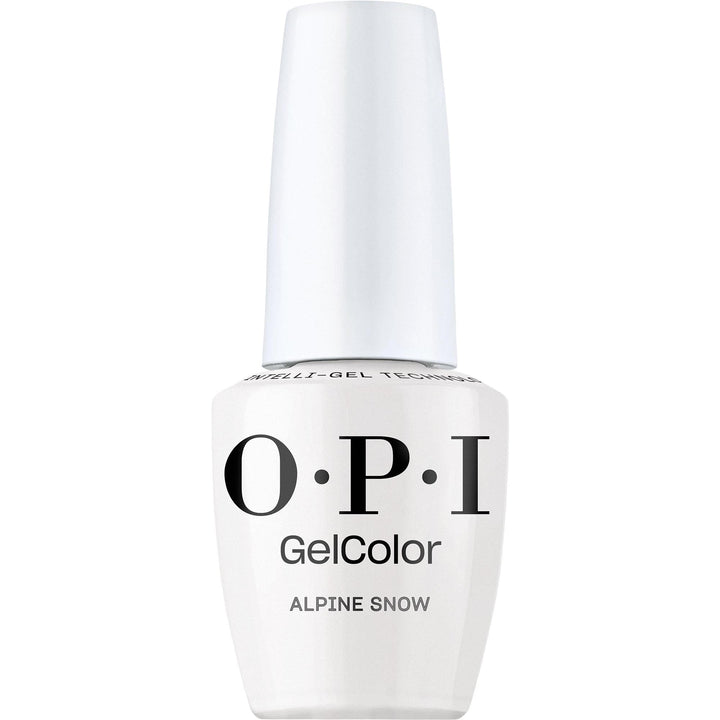 OPI bottle front view showing Alpine Snow white gel and glossy finish