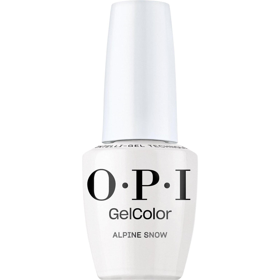 OPI bottle front view showing Alpine Snow white gel and glossy finish
