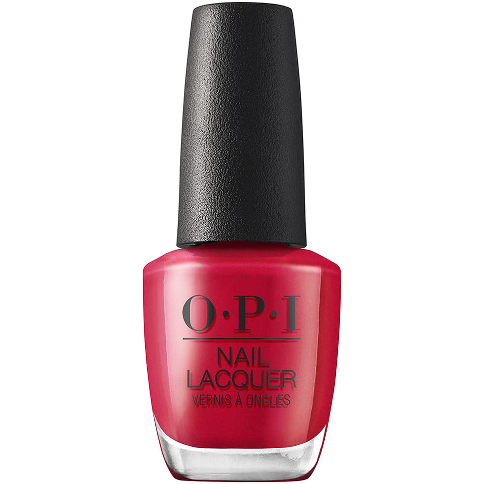 OPI bottle front view showing Art Walk in Suzi's Shoes vibrant red and glossy finish