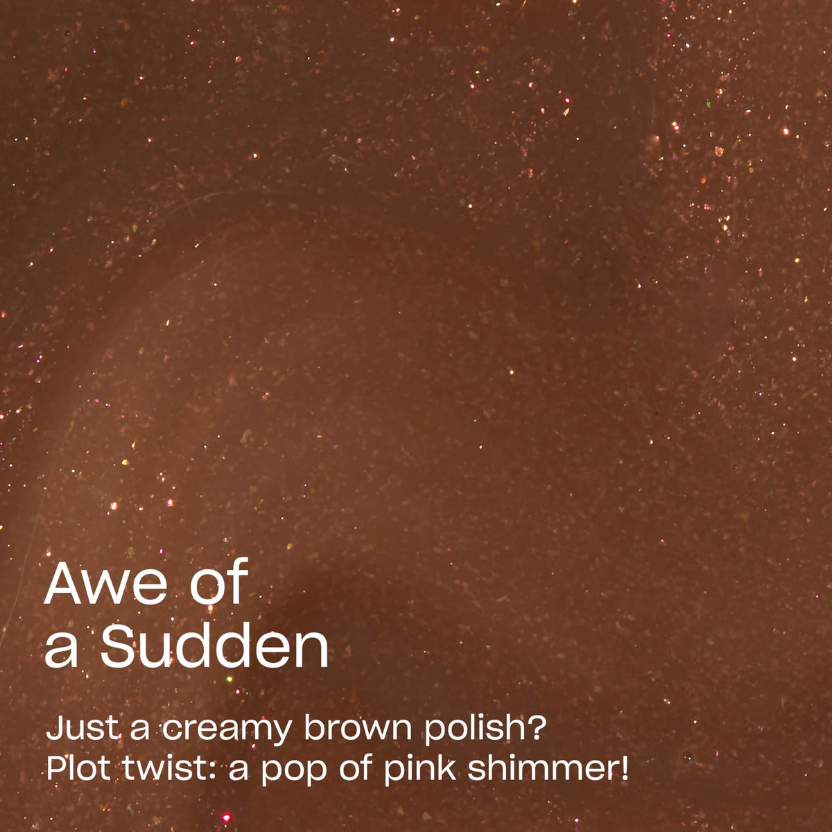 OPI close-up of pink shimmer in dark brown polish highlighting depth