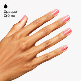 OPI Bathtime Bubbly on model hand showcasing flattering warm pink manicure