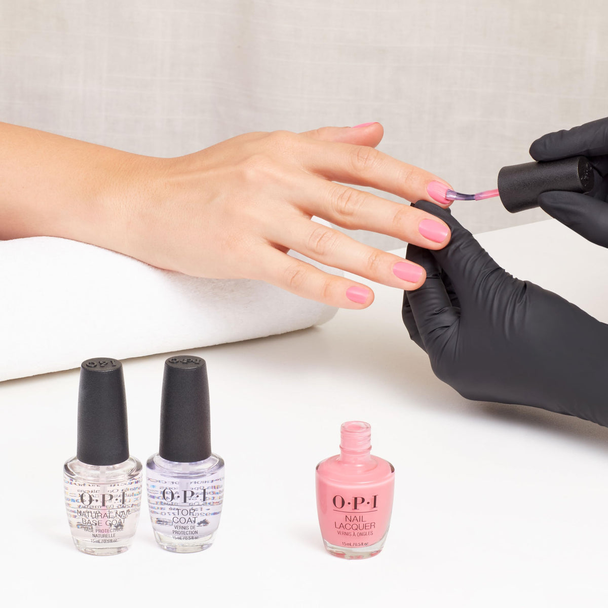 OPI Bathtime Bubbly on bridal-style nail set demonstrating soft romantic look