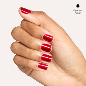 OPI nail on hand during application illustrating fast-dry benefit